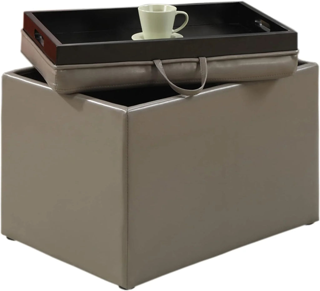 Gray Faux Leather Accent Storage Ottoman C92433