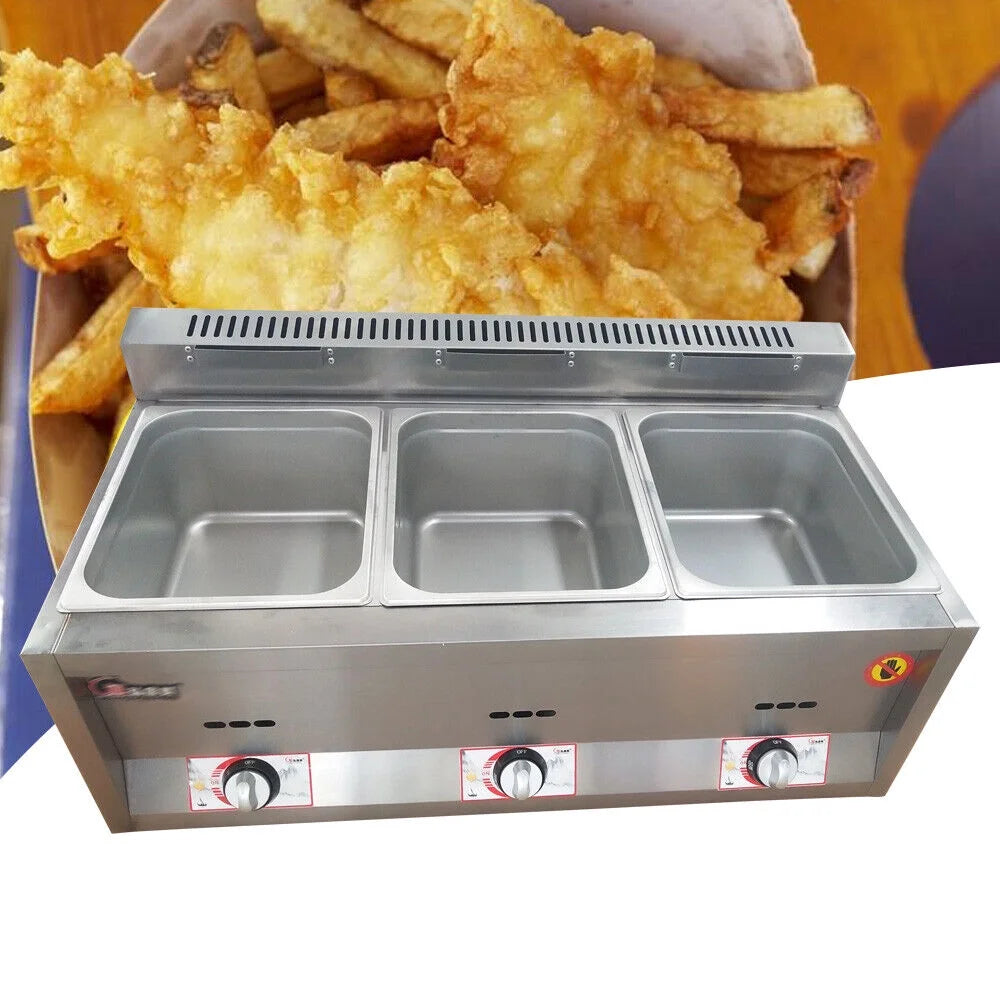 Stainless Steel Commercial Countertop Deep Gas Fryer 12/16L A166