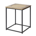 19" Wood Industrial Side Table with Metal Frame Stand E46491