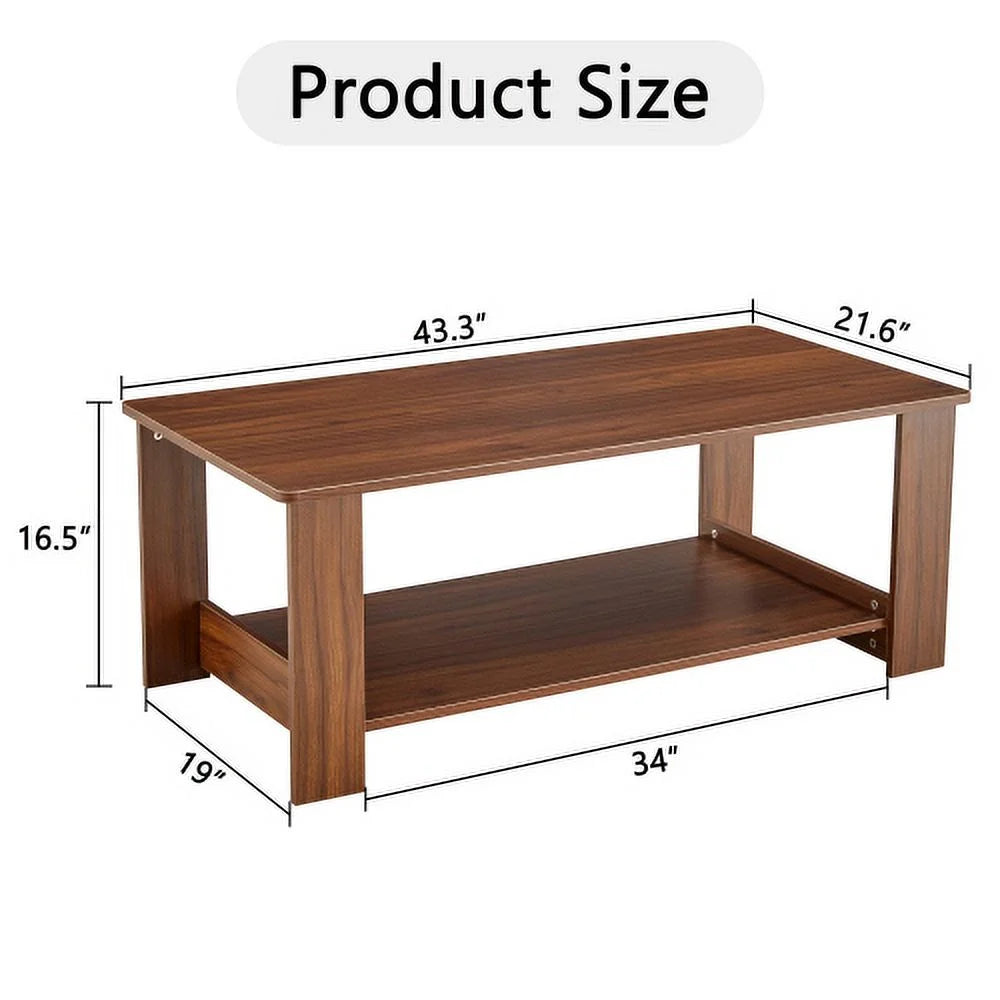 Walnut Textured Double Layered Mdf Coffee Table 43.3"*21.6"*16.5" E970272