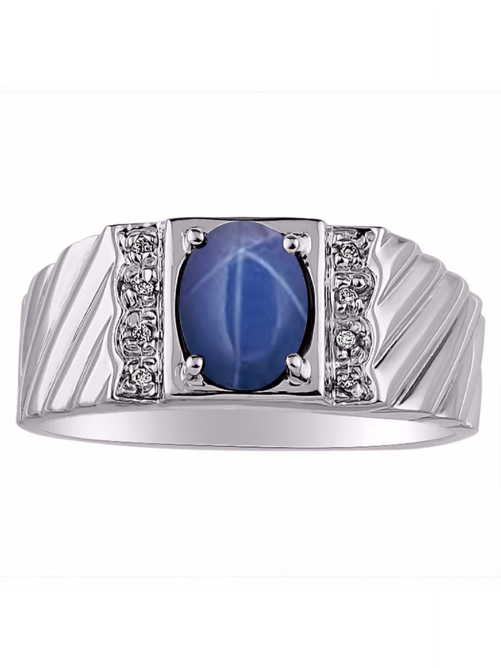 14K White Gold Oval Gemstone & Genuine Sparkling Diamond Ring J660