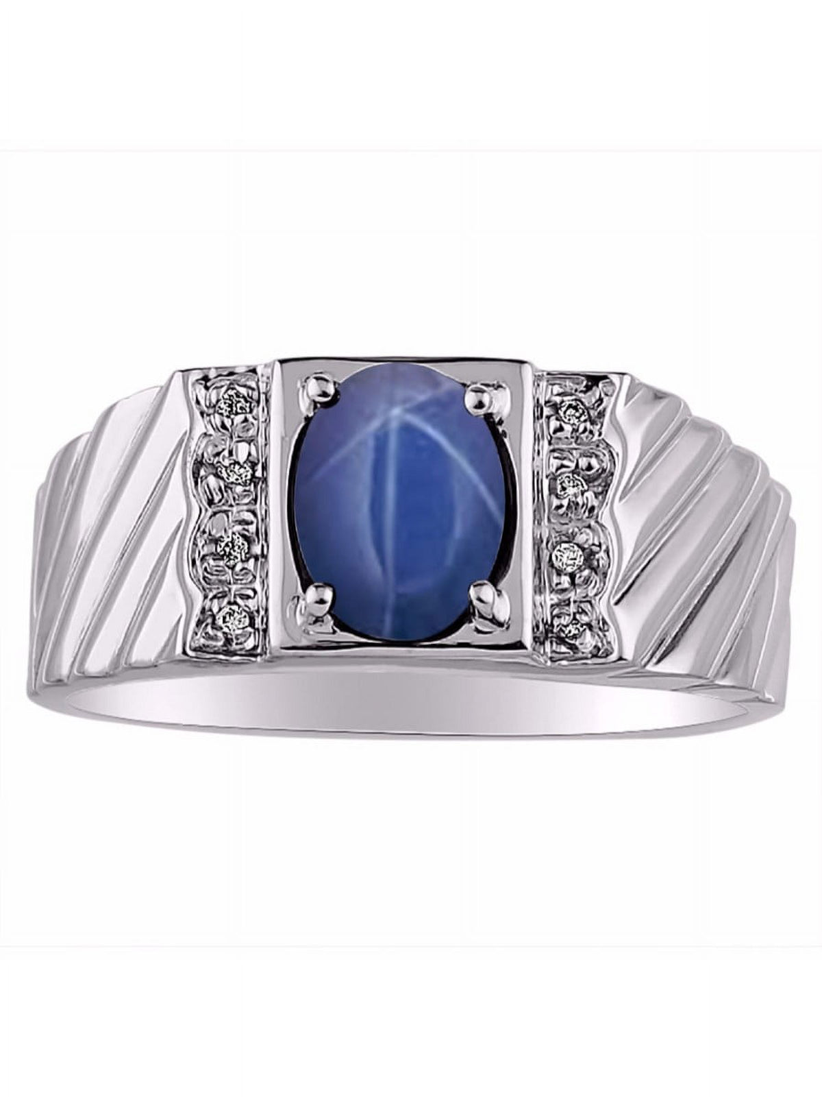 14K White Gold Oval Gemstone & Genuine Sparkling Diamond Ring J660