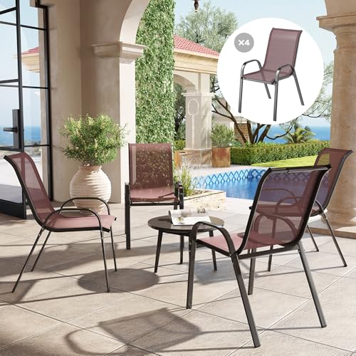 Stackable Patio Dining Chairs Set of 4 L785