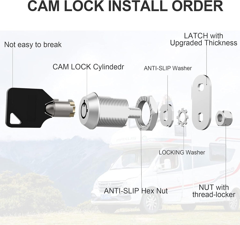 5 Pack Keyed Alike Cabinet Locks with Keys, Zinc Alloy X715