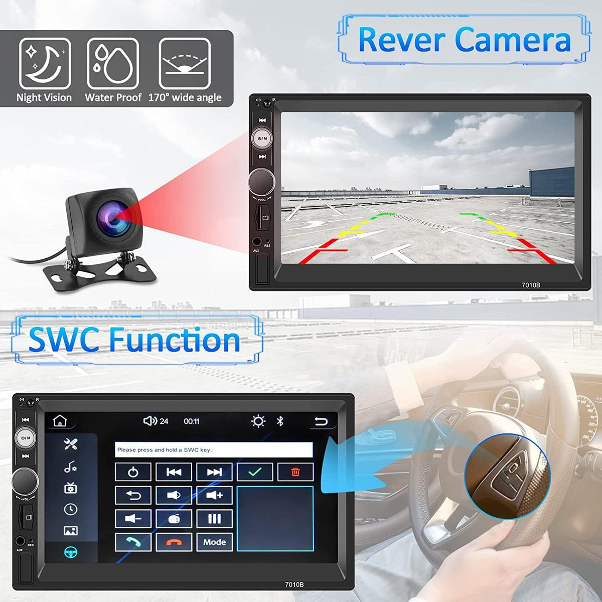 7 Inch Touch Screen Car Stereo with Bluetooth Backup Camera D324224