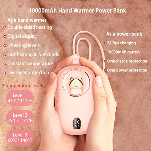 10000mAh Rechargeable Hand Warmer Power Bank with Digital Display P565