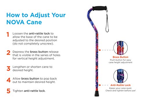 Black Lightweight Adjustable Walking Cane with Offset Handle O40886