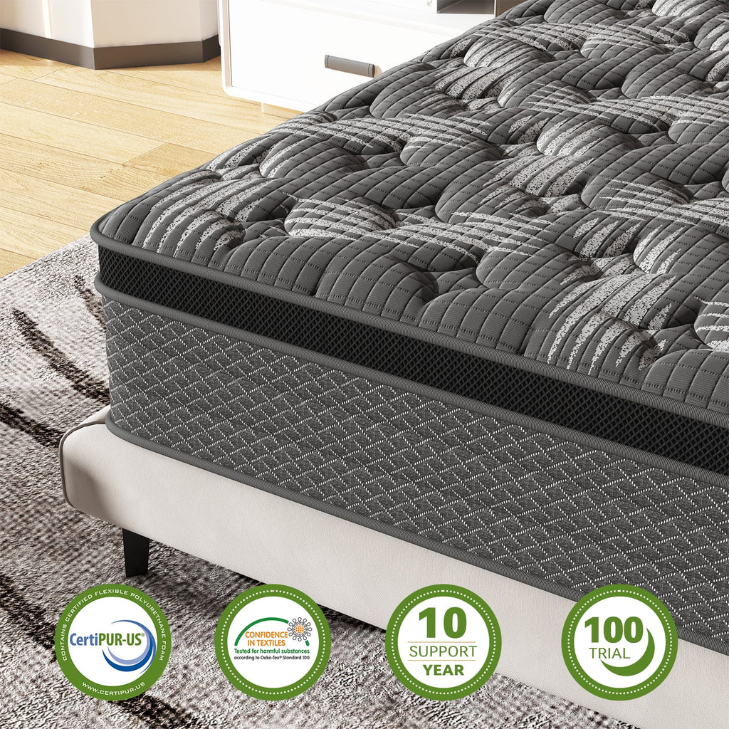 Black 10 inch Queen Gel Memory Foam Hybrid Mattress X458