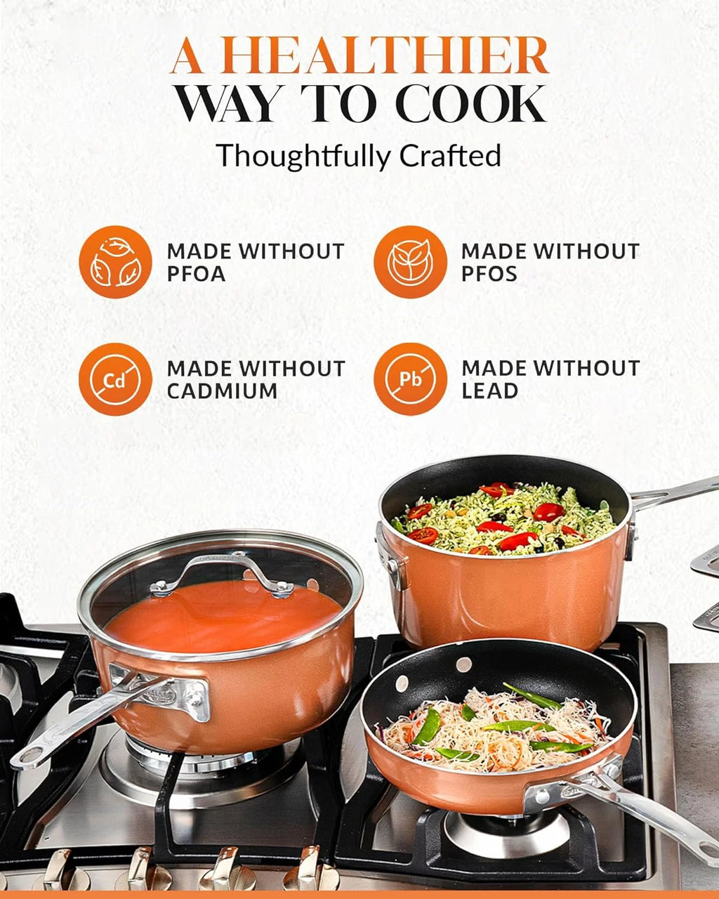 10 Pc Nonstick Copper Cookware Set Q746769