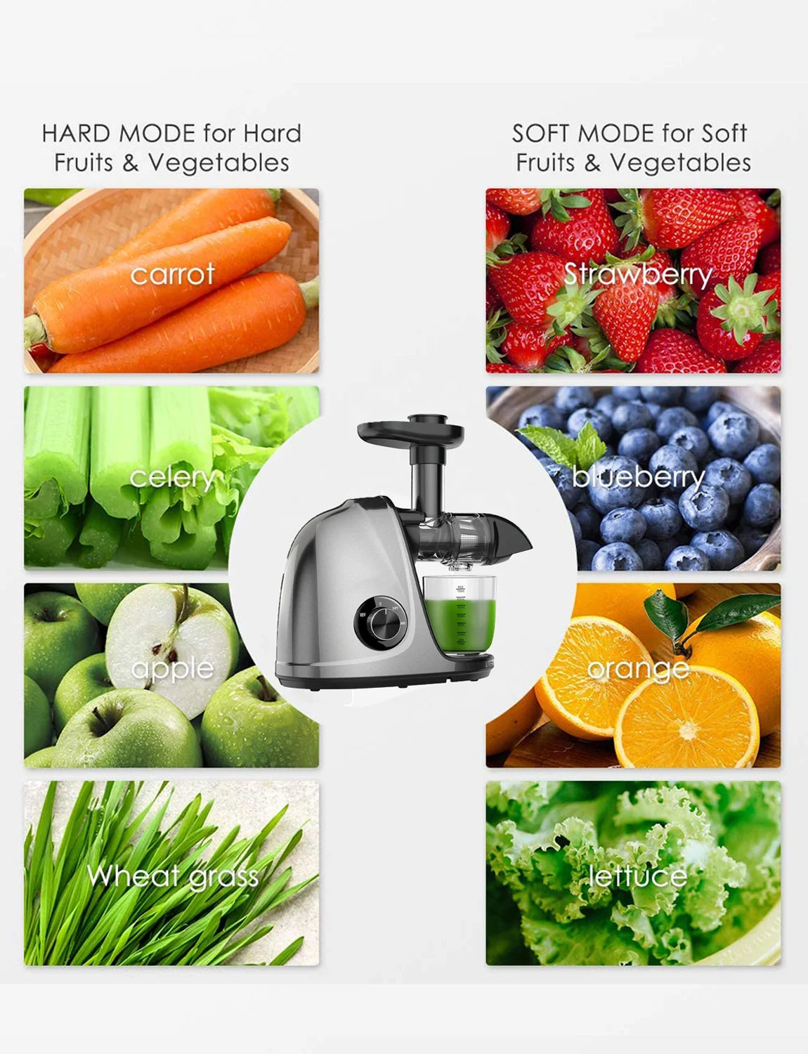 Cold Press Slow Juicer with 2-Speed Modes (Grey) R38363