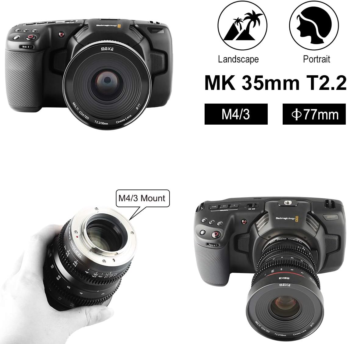 35mm T2.2 Manual Focus Cinema Lens for M43 Mount Cameras A6564