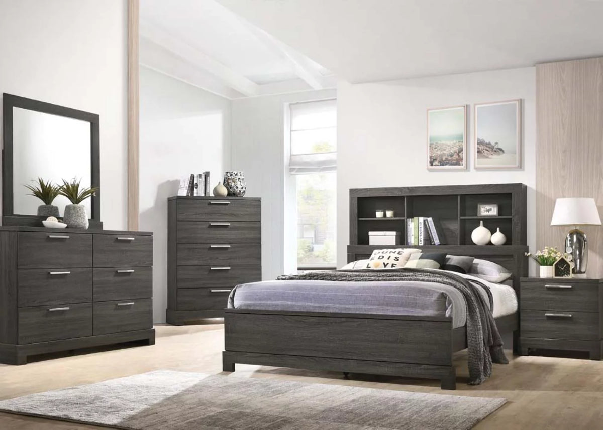 Eastern King Storage Bed Gray Oak J13942