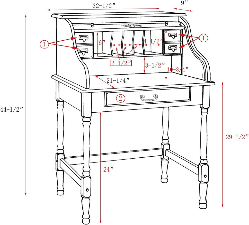 Solid Oak Wood Mini Roll Top Desk G84907