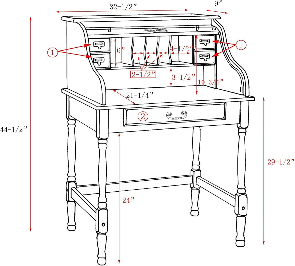 Solid Oak Wood Mini Roll Top Desk G84907