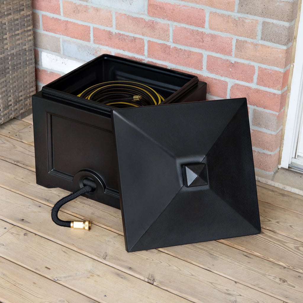 Black 100ft Garden Hose Bin D8435