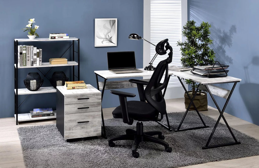 Antique White Black Writing Desk S39773