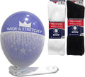 4 Pairs Extra Wide Diabetic Mid Calf Socks Black White K548