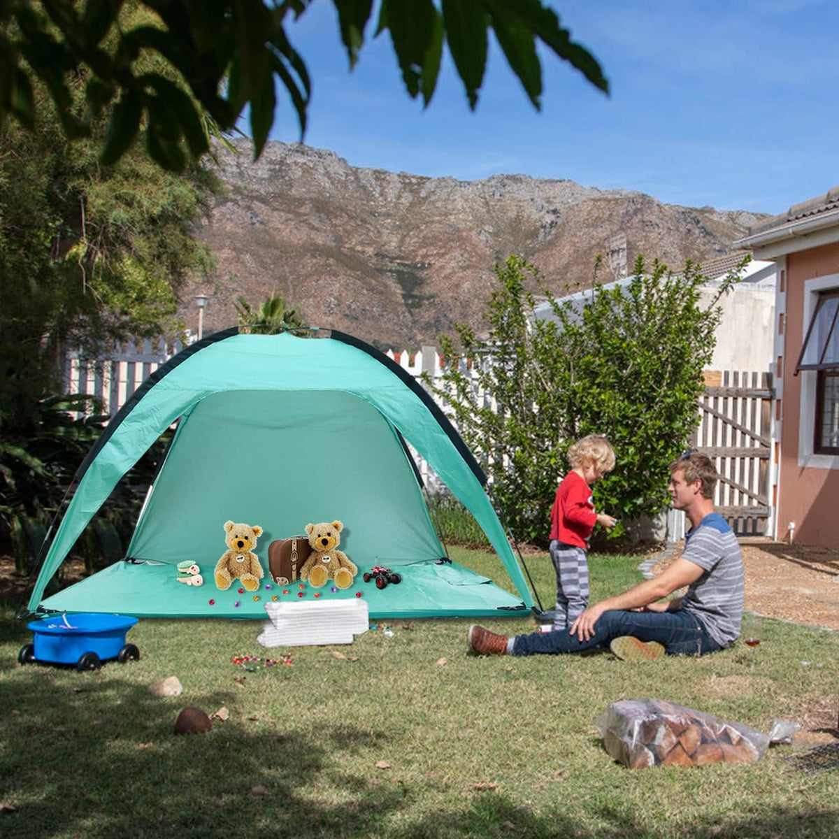 Beach Tent Canopy Sun Shelter UPF 50+ UV Protection Z61941