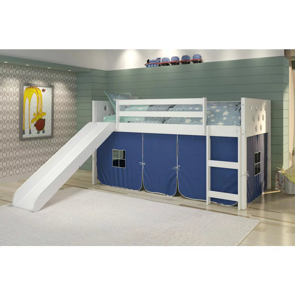 White Lacquer Solid Wood Loft Bed Slide Add On F24231