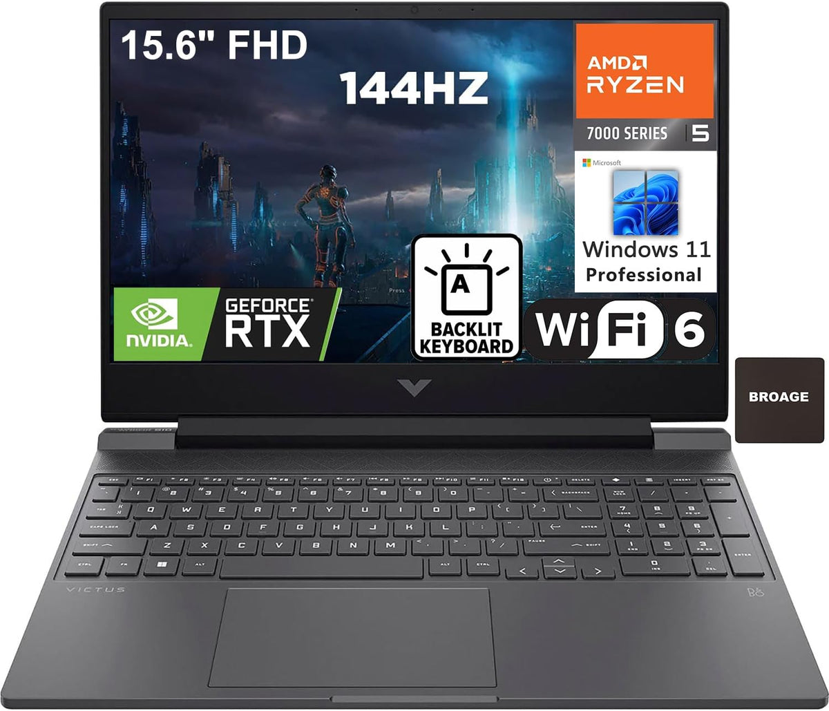 15.6" 144Hz FHD Gaming Laptop, Hexa-Core AMD Ryzen 5 7535HS, 16GB DDR5 RAM, 512GB PCIe SSD, GeForce RTX 2050, Windows 11 Pro X32958