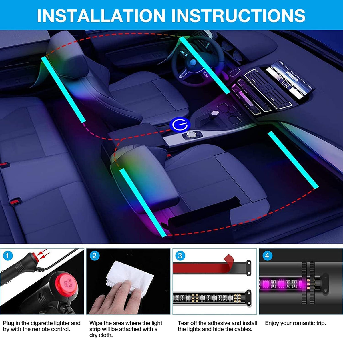 16 Million Colors Music Sync Car LED Lights W16887