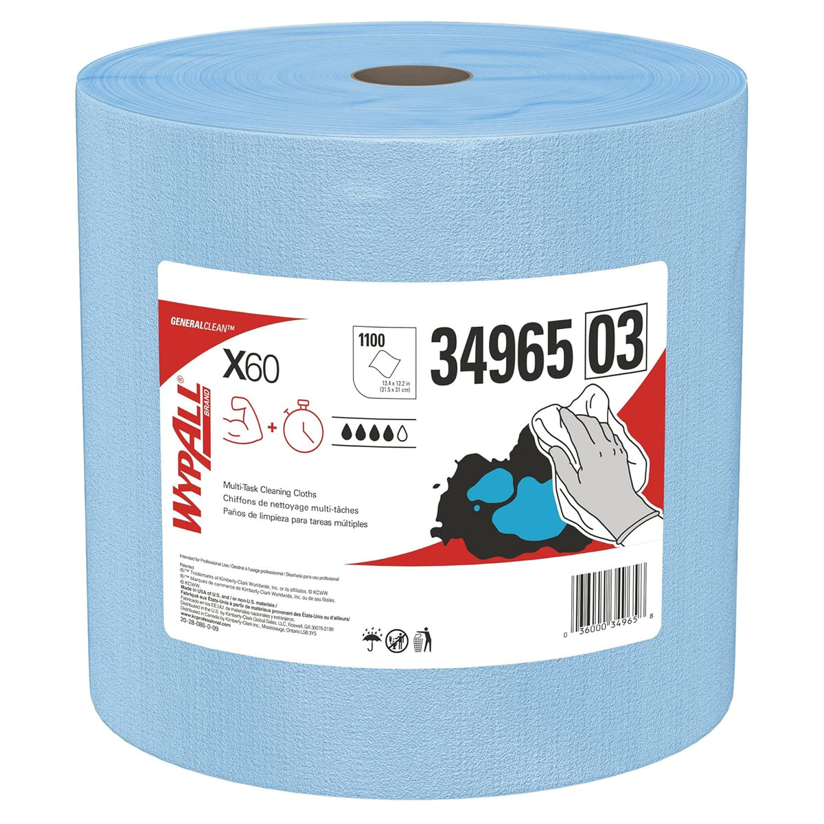 Blue Jumbo Roll Cleaning Cloths, 1,100 Sheets X3615