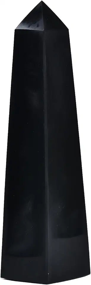 Black Large Healing Crystals Wand 4 Faceted Crystal Point Obelisk Gemstone 1.1-1.7 Lbs U451