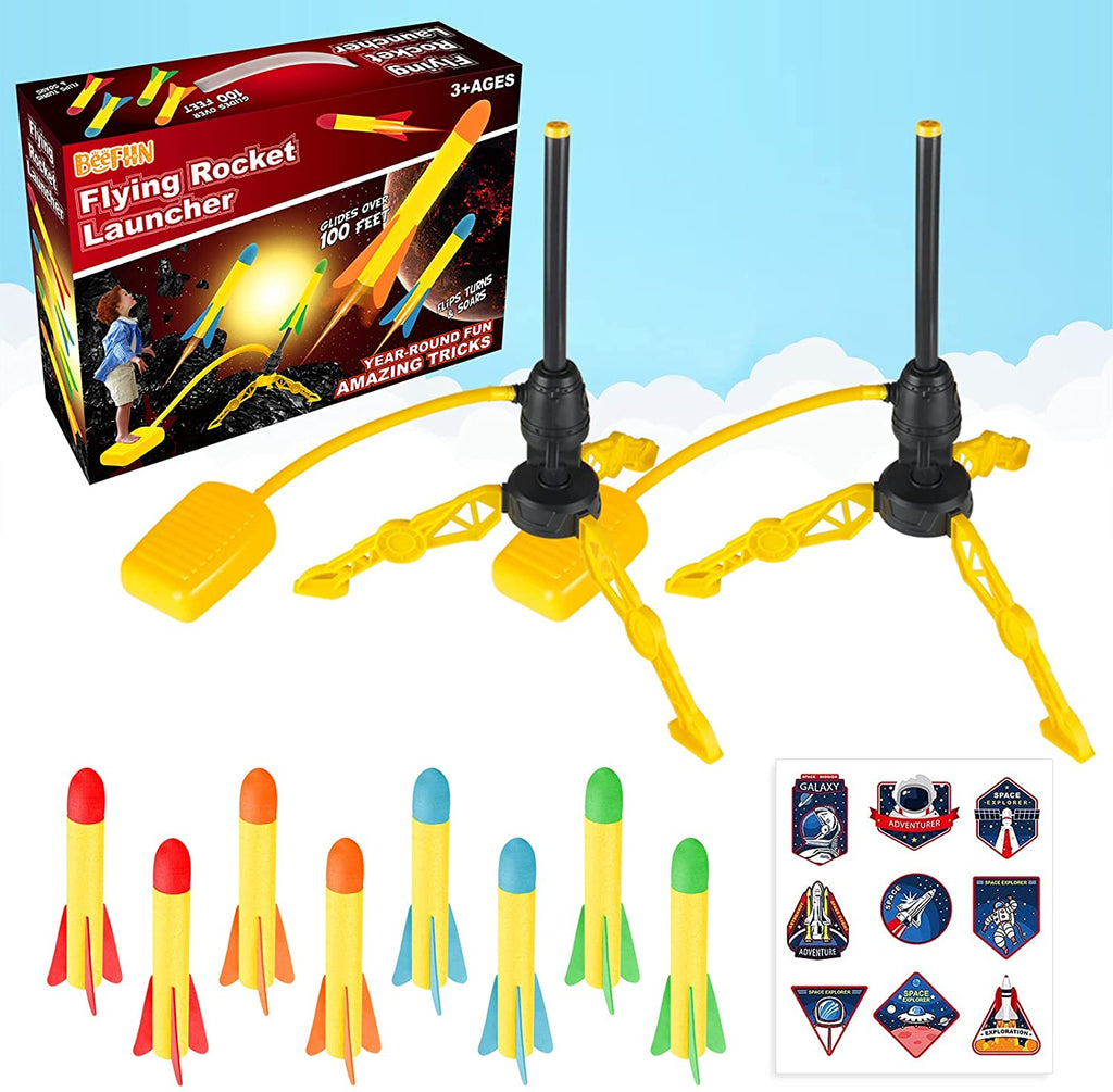 Terra Toy Rocket Launcher, 2 Launchers & 8 Foam Rockets, Outdoor Toy Q103799