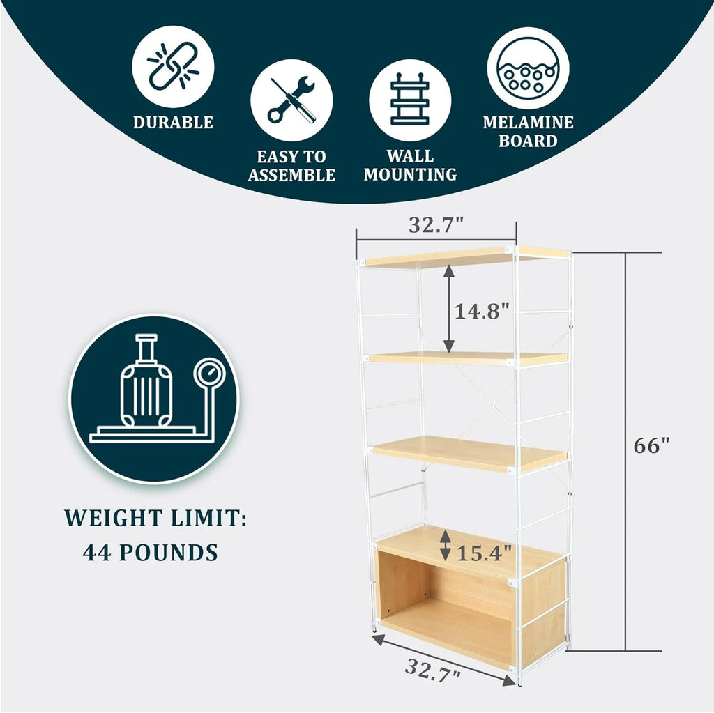 4 Shelves Bookcase with Steel Frame U931