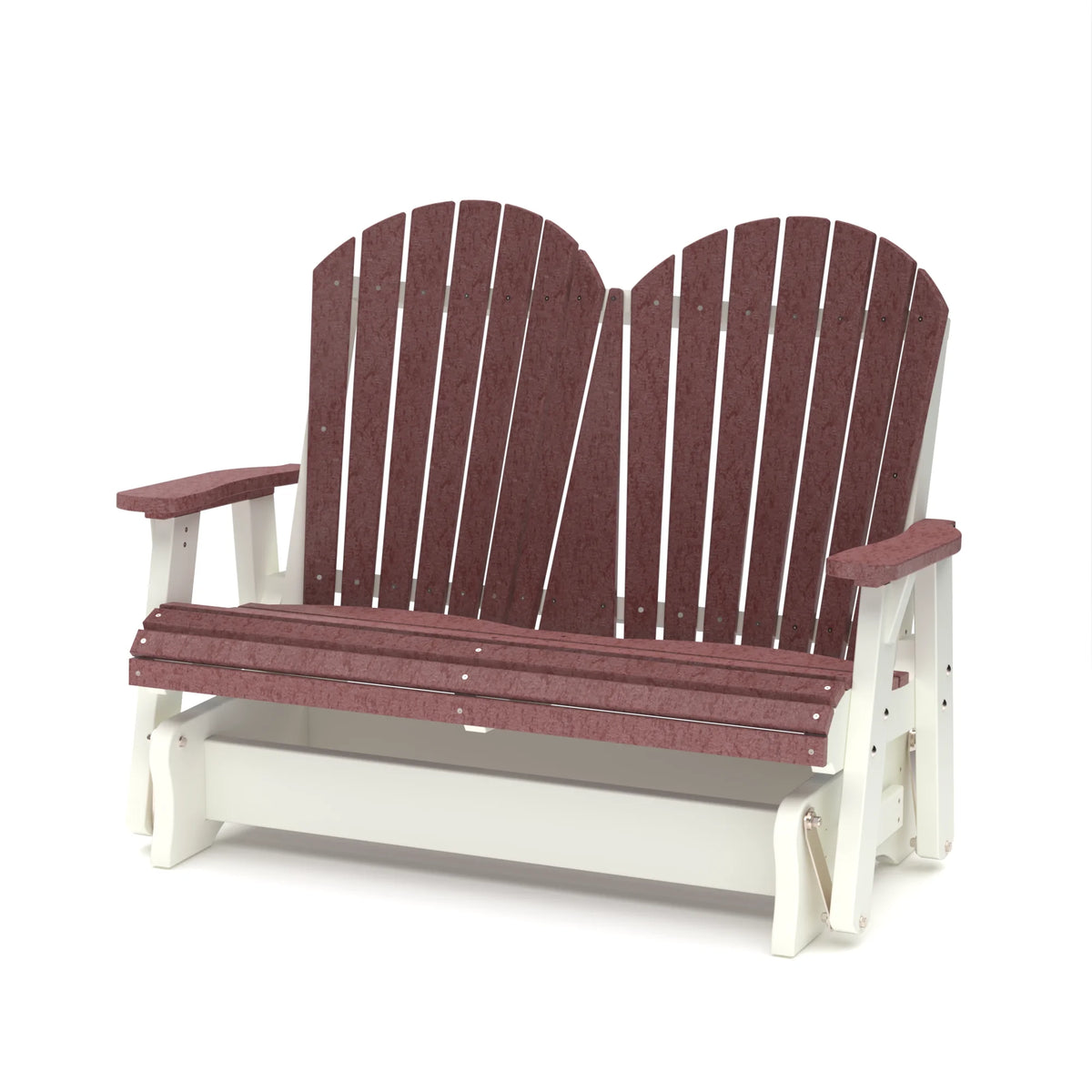 Cherrywood and White Weather Resistant Poly Outdoor Glider M42582