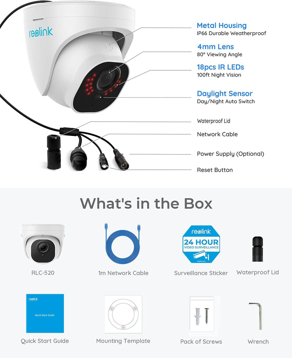 5MP HD IP PoE Dome Security Camera J882