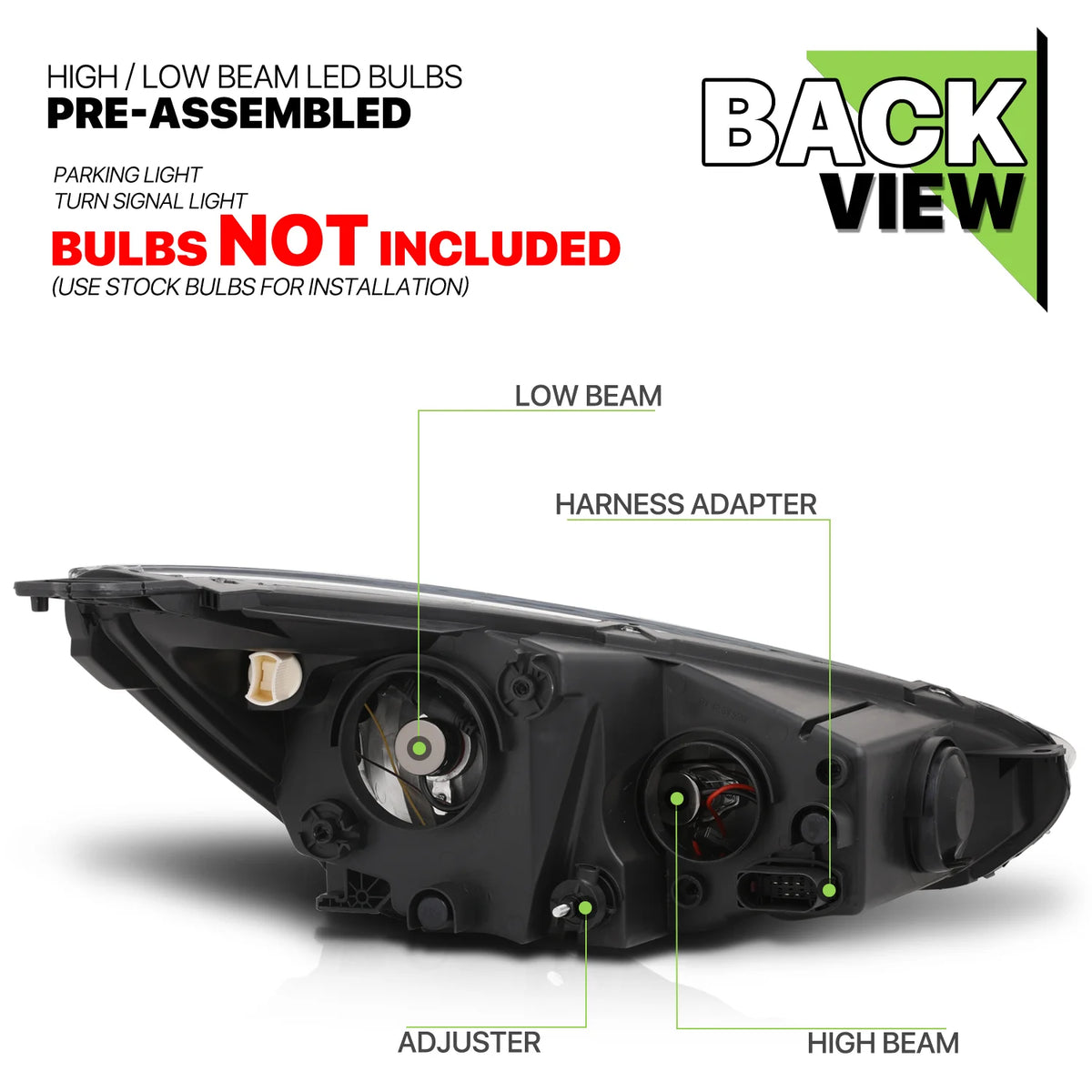 1 Pair Headlight Assembly with Pre-Assembled LED Bulbs T559729