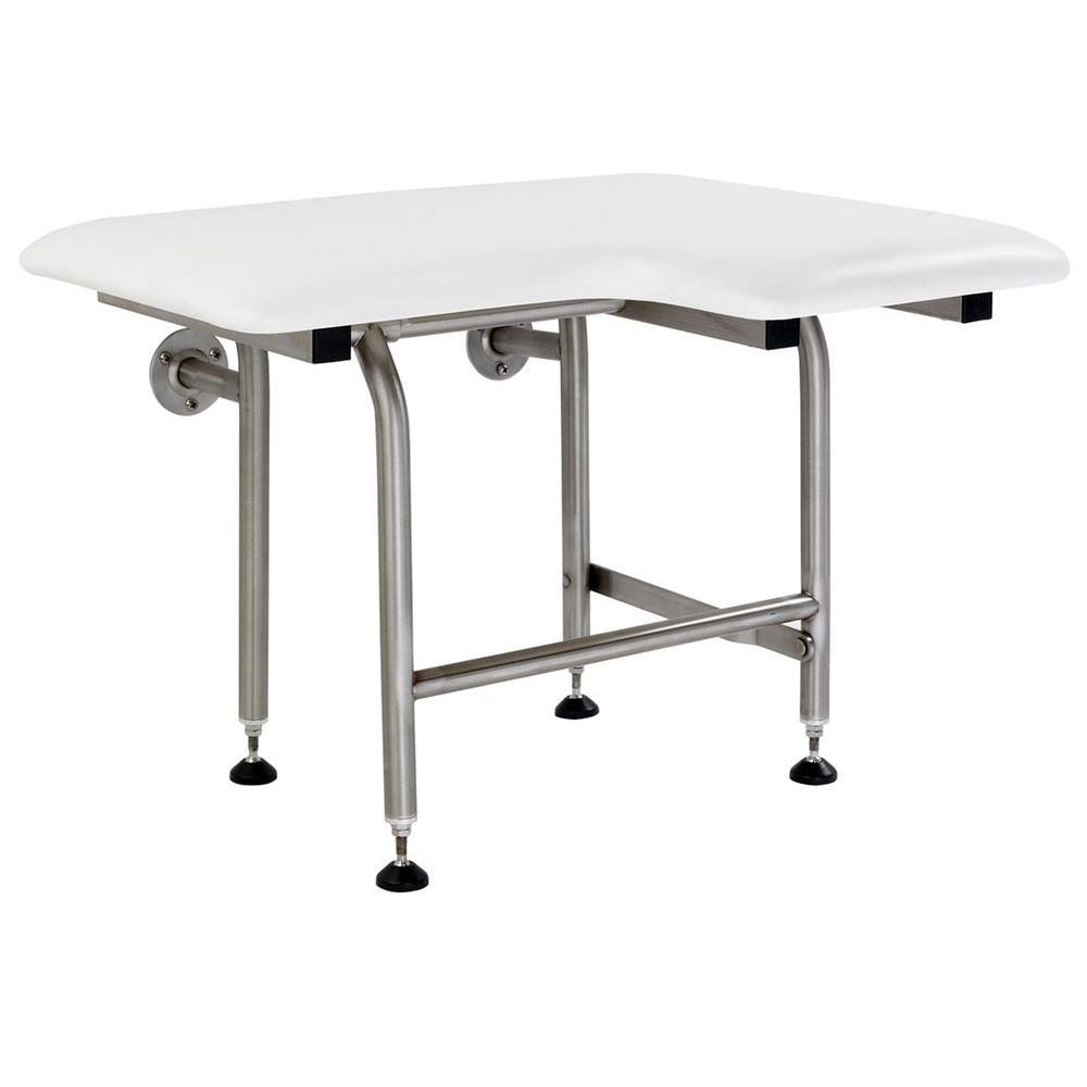 White Left-Hand Shower Seat with Legs A21068