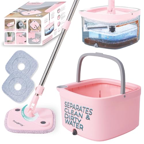 Square Spin Mop & Bucket System with 2 Microfiber Mop Pads X636