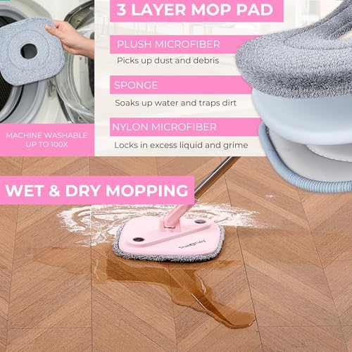 Square Spin Mop & Bucket System with 2 Microfiber Mop Pads X636