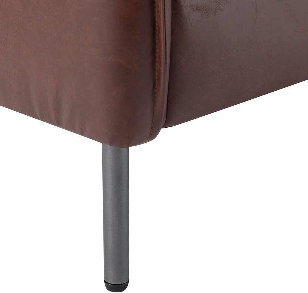 Brown Faux Leather Armchair with Moveable Cushion P137