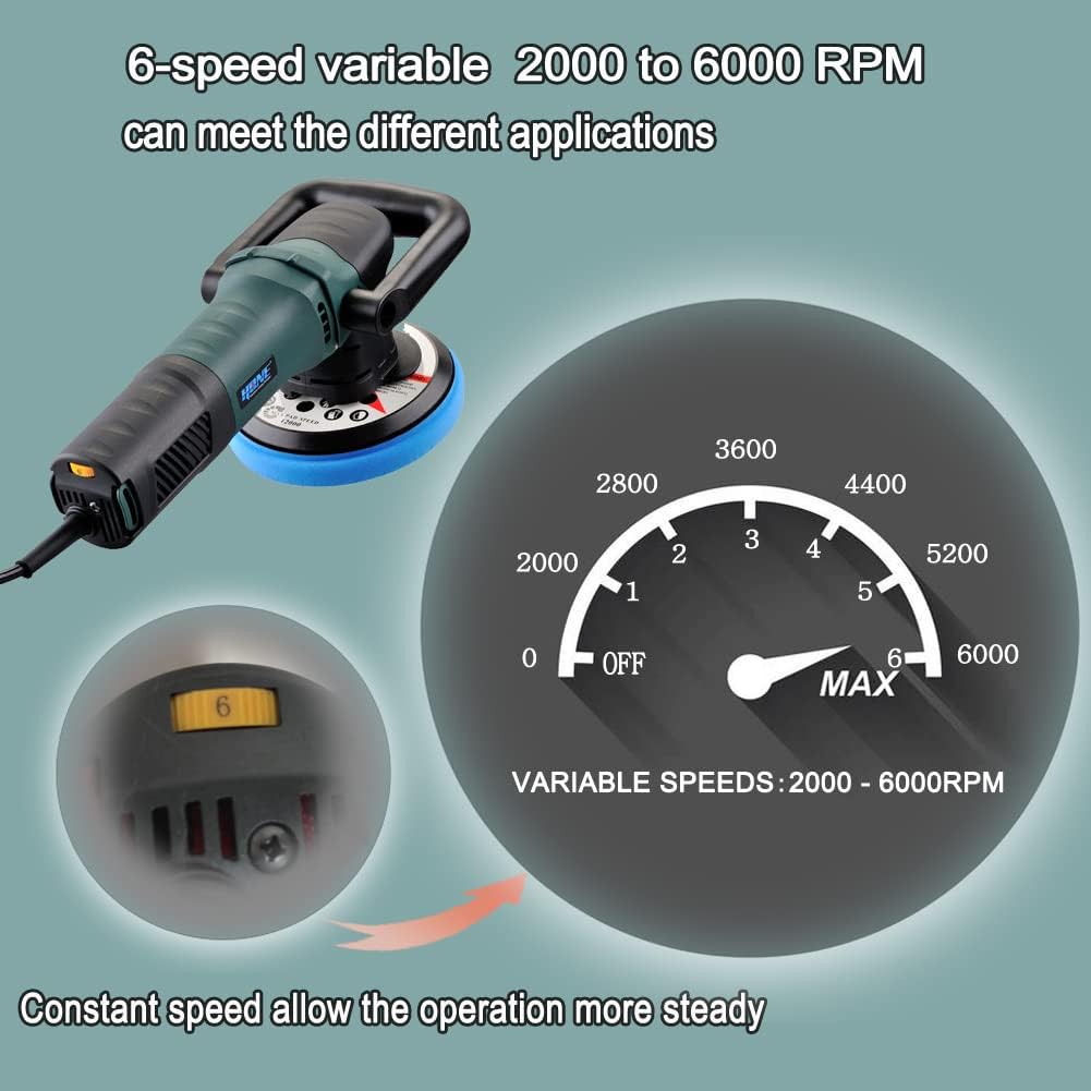 6 inch 750W Random Orbital Polisher Buffer with 6 Variable Speed D862
