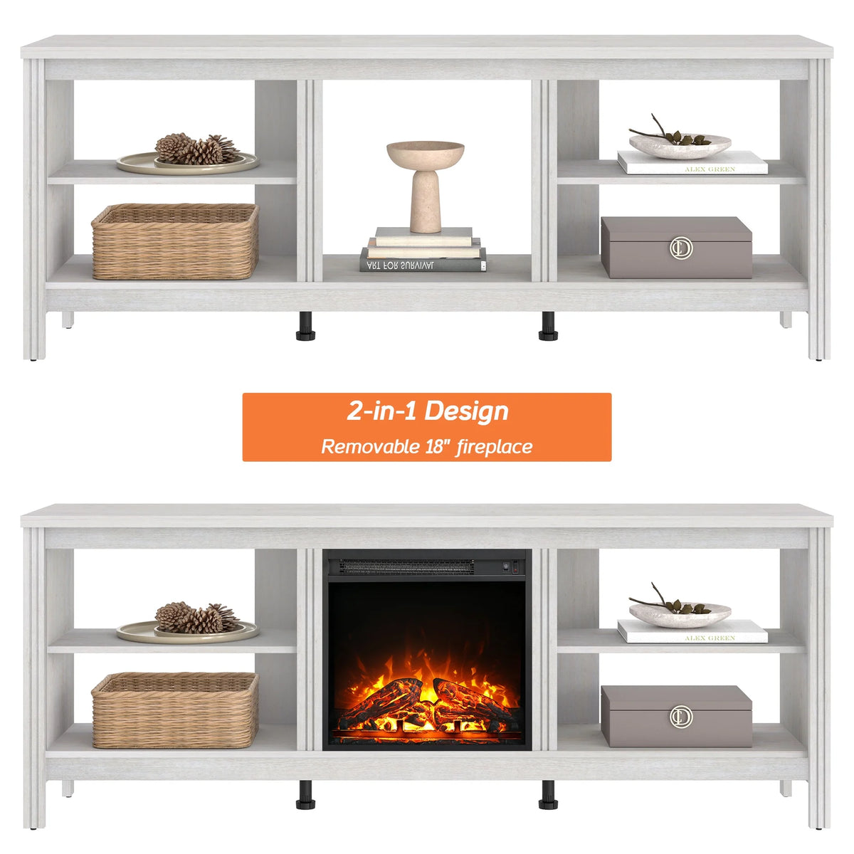 Black TV Stand with 8 Storages U874295