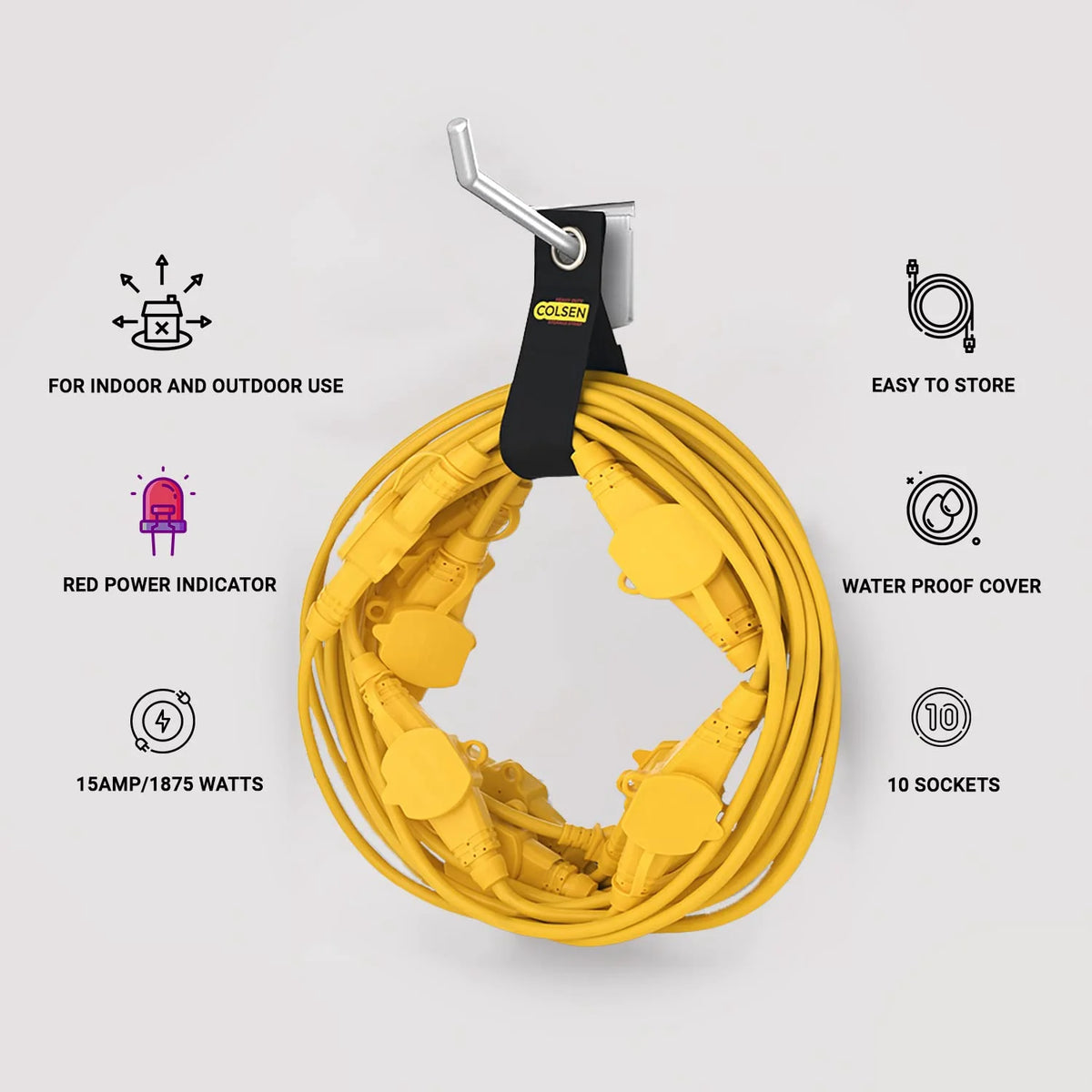 50FT Yellow Power Extension Cord 3 Prong 14 Gauge SJTW Cable B7001