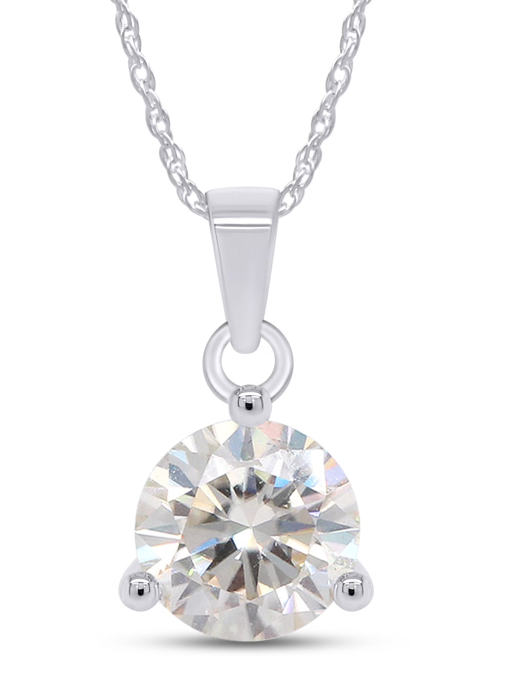 2CT Moissanite Pendant Necklace 18K White Gold Plated Silver D Color Ideal Cut Y315
