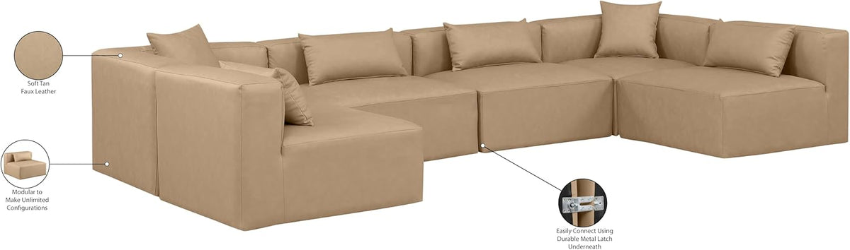 Tan Vegan Leather Modular Sectional X703