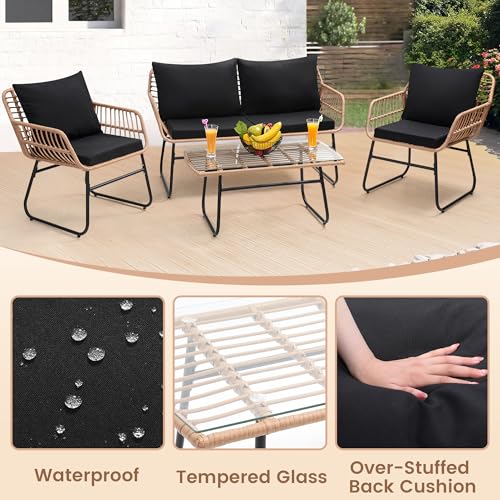 3 Pieces Beige All-Weather Wicker Patio Bistro Set U220