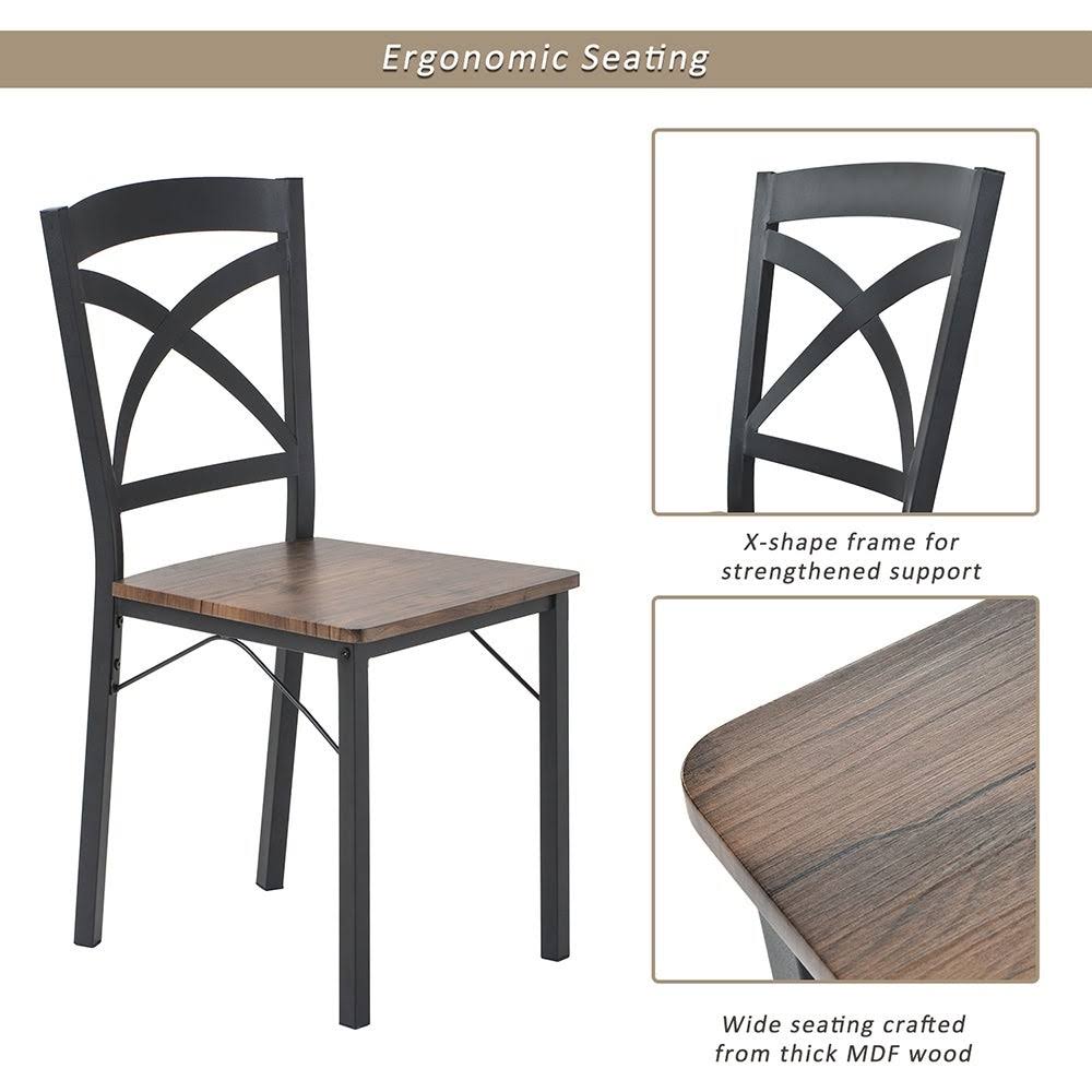 5 Piece Industrial Wooden Dining Set with Metal Frame and 4 Chairs U306