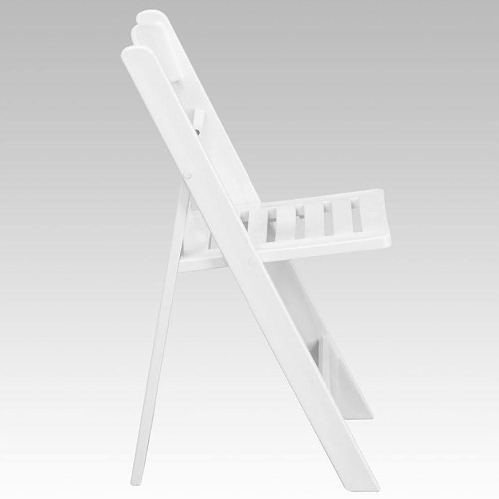 White Resin Folding Chair with Slatted Seat U521290