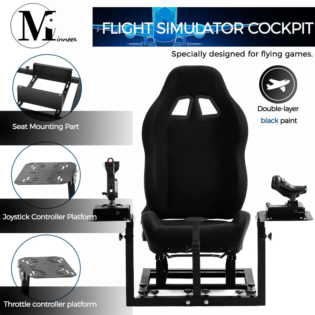 Flight Simulator Cockpit with Black Seat P37959