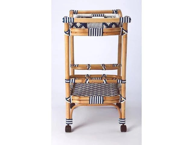 Blue White Rattan Bar Cart E52912