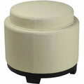 Round Beechwood Leather Storage Tray Ottoman O278
