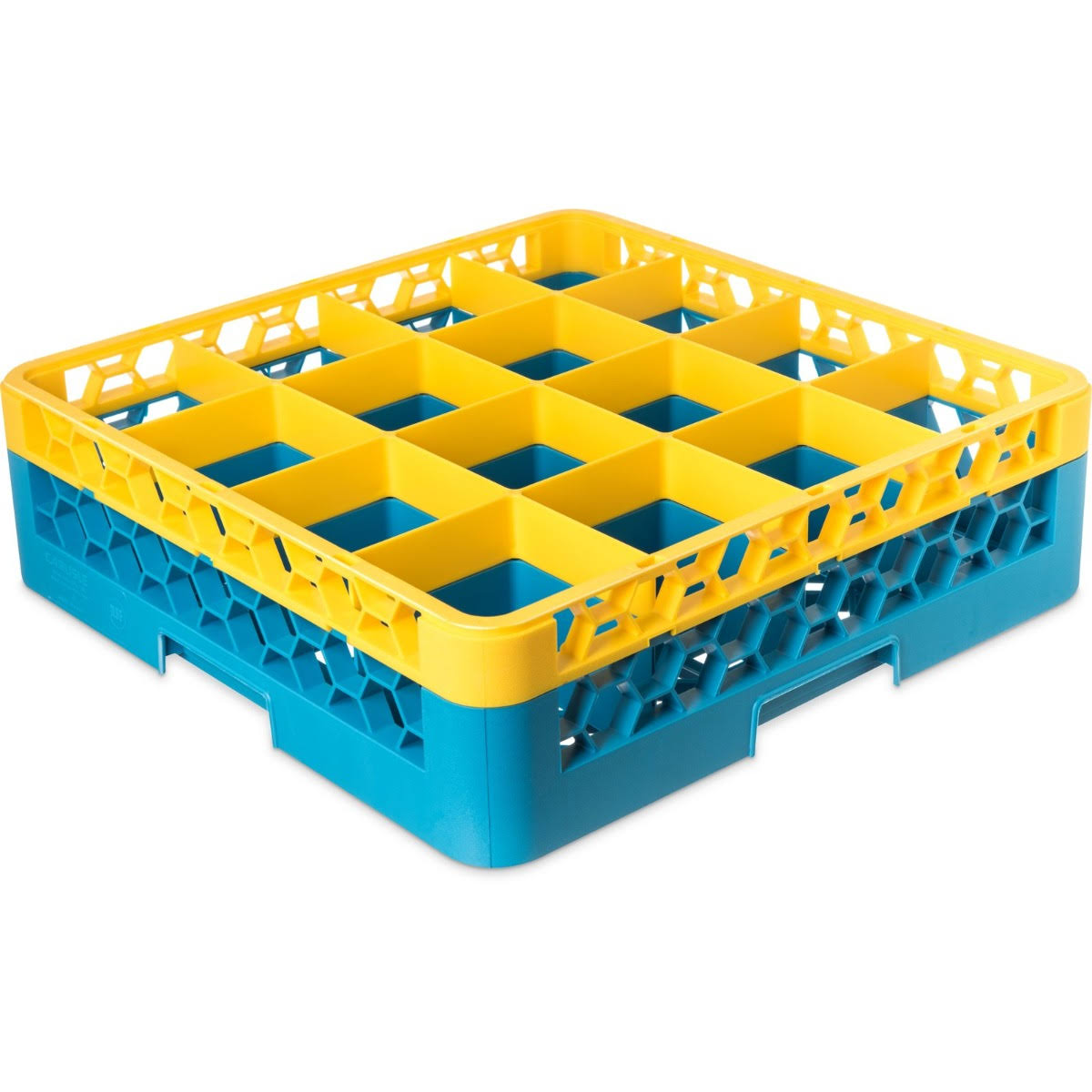 16 Compartment Yellow Glass Rack with 1 Extender W4713