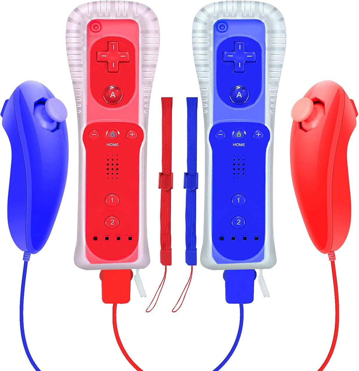 Wireless Controller and Nunchuck Joystick 2 Packs with Silicone Case and Wrist Strap Y114