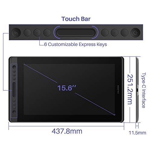 13.3inch Graphics Drawing Tablet with Screen Full-Laminated Pen Display Black T212
